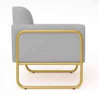 Poltrona Sala Industrial Alta Tubo Dourado Elisa Linho D03 - D'rossi Cor Cinza - 6