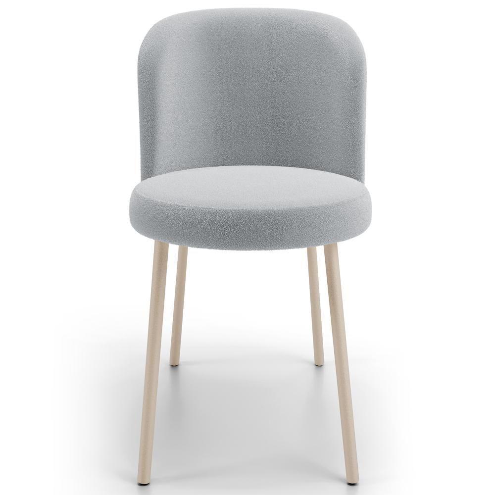 Kit 04 Cadeiras Para Sala De Jantar Cozinha Estofada Gavi Arena L02 Bouclê Cinza - Lyam Decor - 3