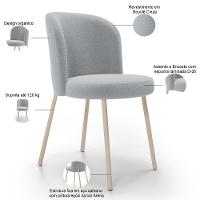 Kit 04 Cadeiras Para Sala De Jantar Cozinha Estofada Gavi Arena L02 Bouclê Cinza - Lyam Decor