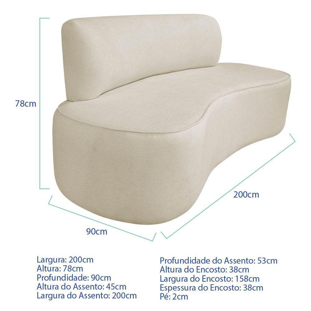 Kit Recamier Curvo Amsterdã 200cm E 2 Poltronas Amore Luxo Bouclé Cor Bege - 5