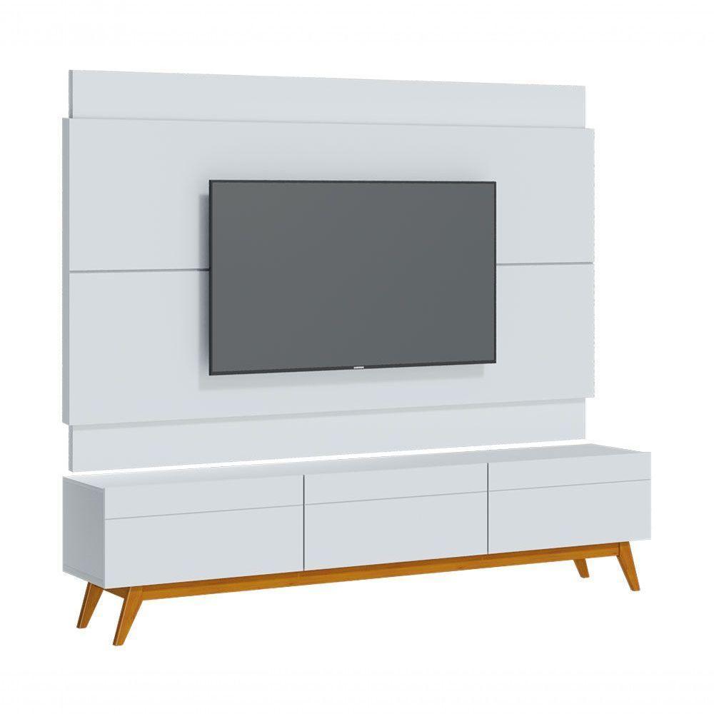 Rack Com Painel Classic 3g 2.2 Com Branco Acetinado - Imcal Móveis - 1