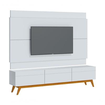 Rack Com Painel Classic 3g 2.2 Com Branco Acetinado - Imcal Móveis