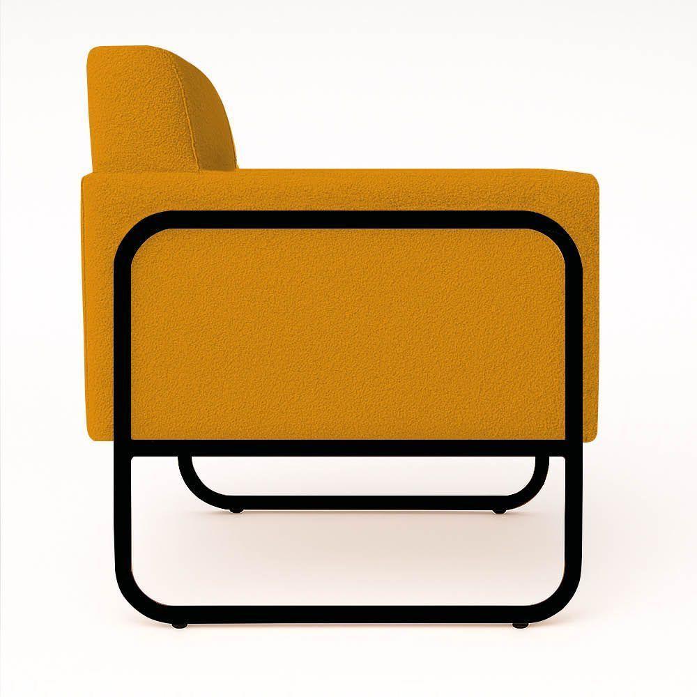 Poltrona Sala Industrial Alta Tubo Preto Kit 2 Elisa Bouclê D03 - D'rossi Cor Mostarda - 7