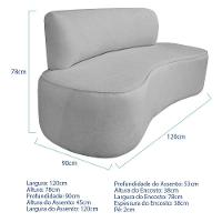 Kit Recamier Curvo Amsterdã 120cm E 2 Poltronas Amore Luxo Linho Cor Cinza Claro - 3