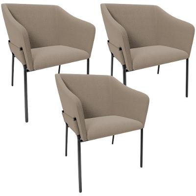 Kit 3 Cadeiras Para Sala De Jantar Estar Living Olívia L02 Bouclê Bege - Lyam Decor