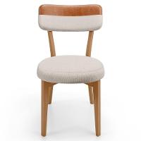 Kit 06 Cadeiras Decorativa Estofada Sala Base Madeira Roy L02 Couríssimo Camel Linho Cru - Lyam - 3