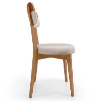 Kit 06 Cadeiras Decorativa Estofada Sala Base Madeira Roy L02 Couríssimo Camel Linho Cru - Lyam - 6