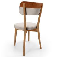 Kit 06 Cadeiras Decorativa Estofada Sala Base Madeira Roy L02 Couríssimo Camel Linho Cru - Lyam - 7