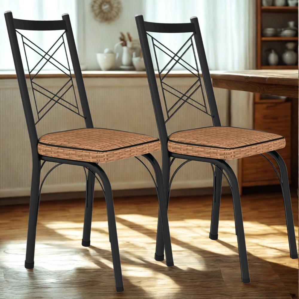 Kit 2 Cadeiras Tubular Europa 143 Preto Assento Artef Rattan - 2