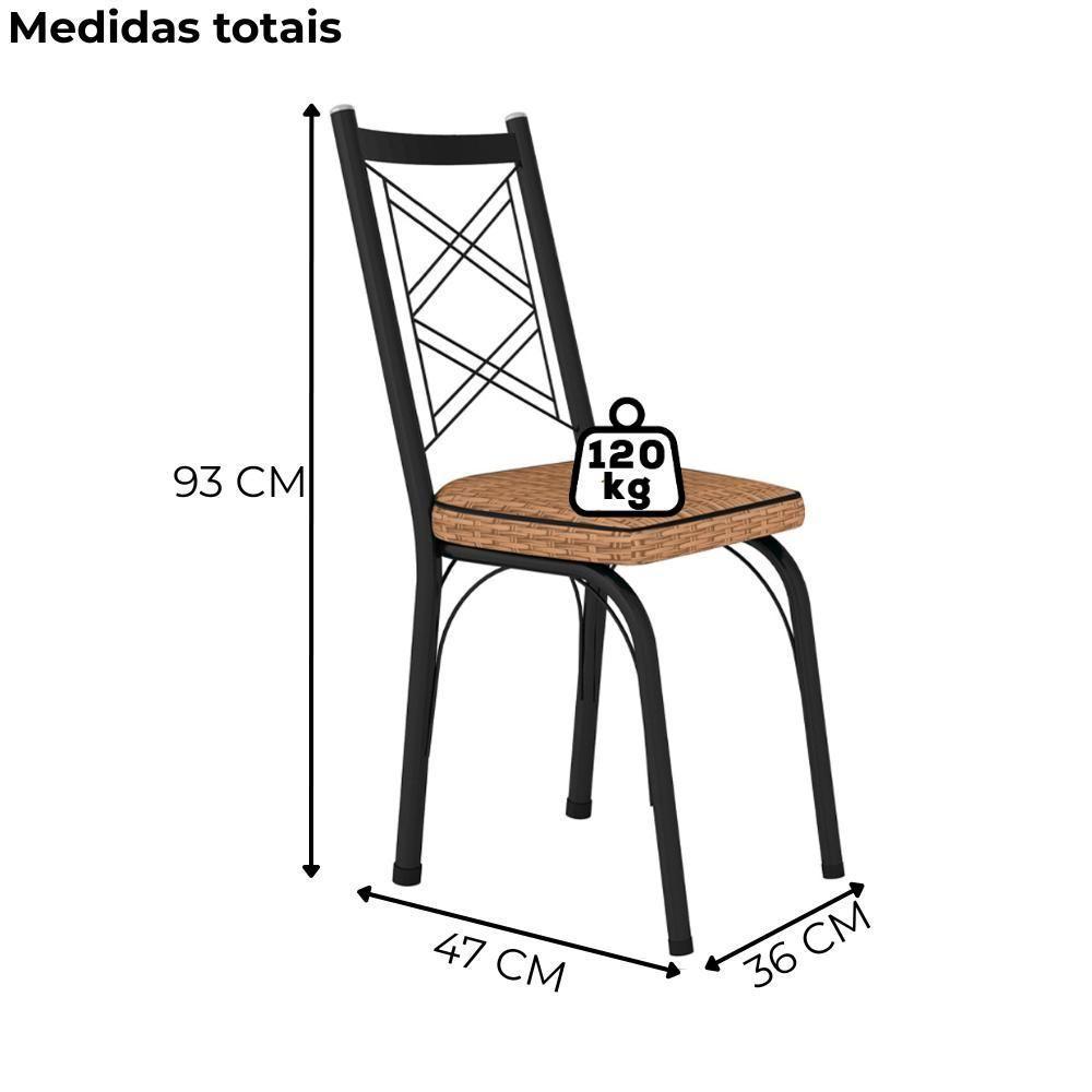 Kit 2 Cadeiras Tubular Europa 143 Preto Assento Artef Rattan - 3