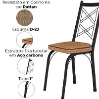Kit 2 Cadeiras Tubular Europa 143 Preto Assento Artef Rattan - 5