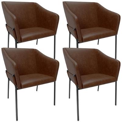 Kit 4 Cadeiras Para Sala De Jantar Estar Living Olívia L02 Couríssimo Marrom - Lyam Decor