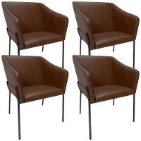 Kit 4 Cadeiras Para Sala De Jantar Estar Living Olívia L02 Couríssimo Marrom - Lyam Decor - 1
