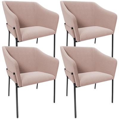 Kit 4 Cadeiras Para Sala De Jantar Estar Living Olívia L02 Bouclê Rosê - Lyam Decor