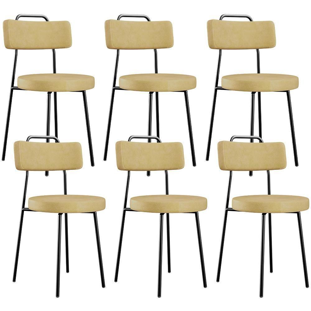 Kit 06 Cadeiras Decorativas Estofada Sala De Jantar Barcelona L02 Couríssimo Casco Fendi - Lyam Decor - 1