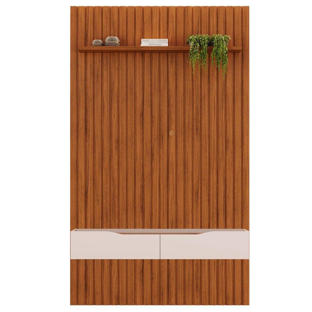 Painel Ripado Com Bancada Suspensa Para Tv Até 60 Polegadas 143 Trento Freijó/off White - Dj Móveis - 2