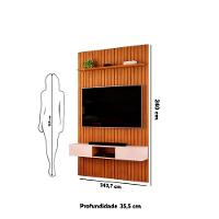Painel Ripado Com Bancada Suspensa Para Tv Até 60 Polegadas 143 Trento Freijó/off White - Dj Móveis - 4