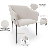 Kit 2 Cadeiras Para Sala De Jantar Estar Living Olívia L02 Bouclê Cru - Lyam Decor