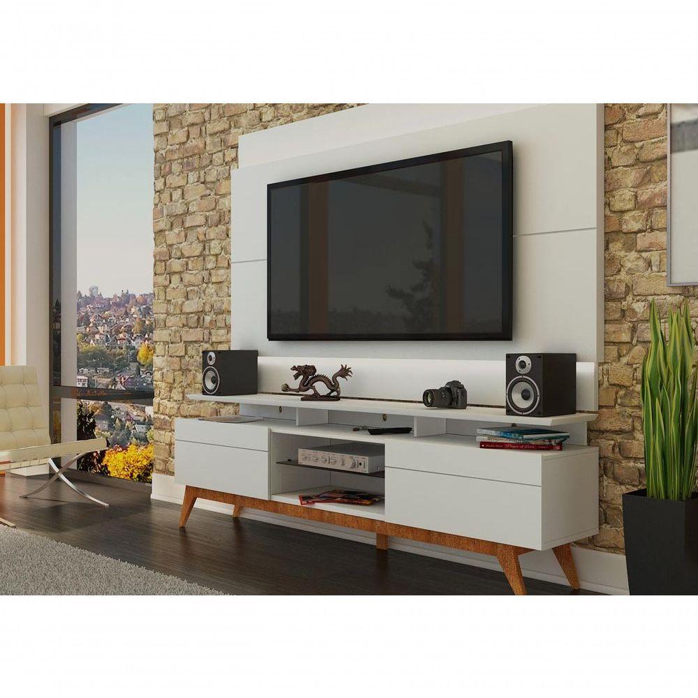 Rack Com Painel Para Tv 60 Polegadas Branco Classic +2g 2.2 Com Led - Imcal Móveis - 2