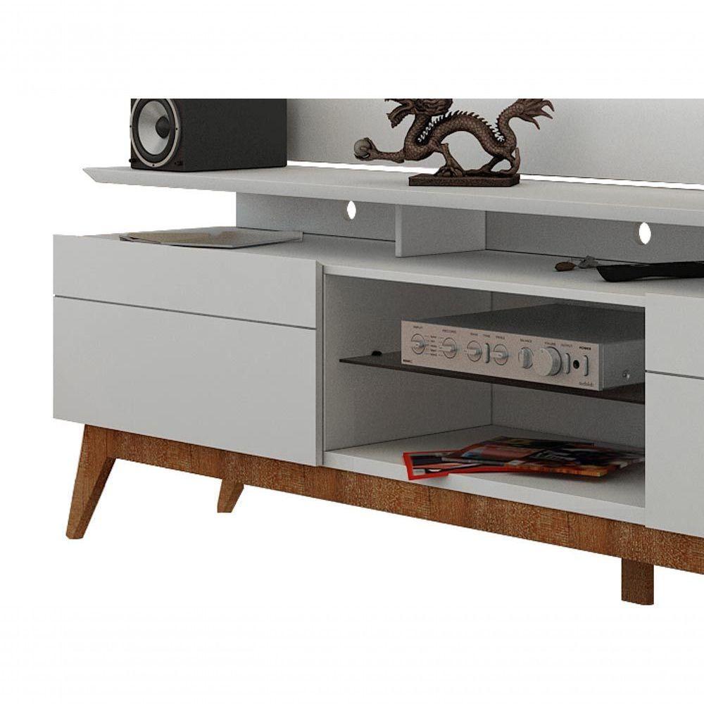 Rack Com Painel Para Tv 60 Polegadas Branco Classic +2g 2.2 Com Led - Imcal Móveis - 5