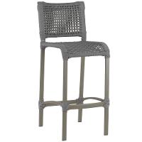 4 Banquetas Haiti Corda Náutica Alumínio Trama Original Cinza - 2