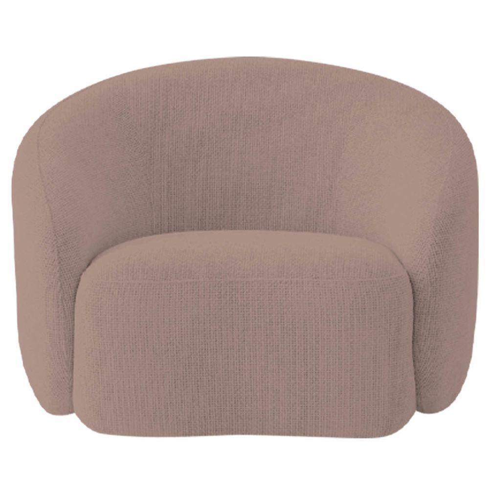 Kit Recamier Curvo Amsterdã 130cm E Poltrona Amore Luxo Linho Cor Rosê - 2