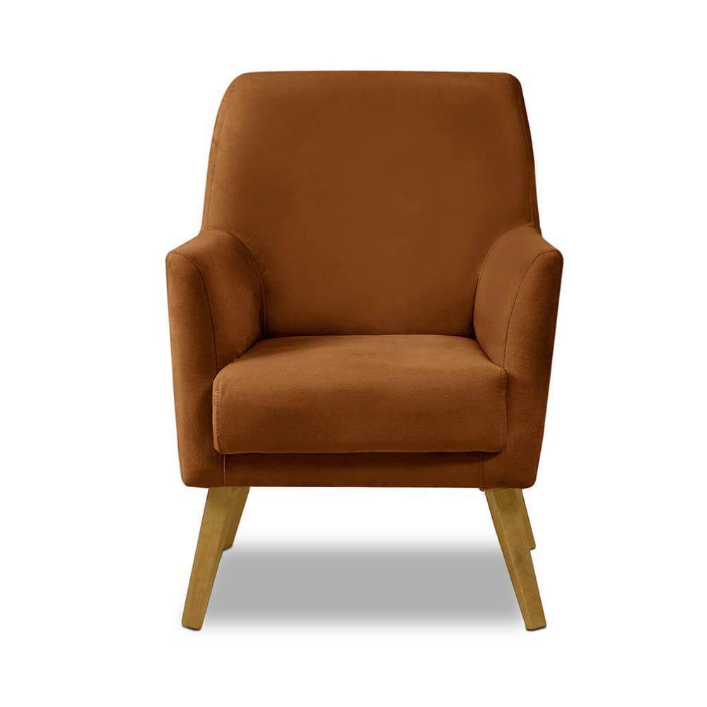 Poltrona Decorativa Retrô Recepção Magali Lisa Veludo Laranjado Lansofbr - 2