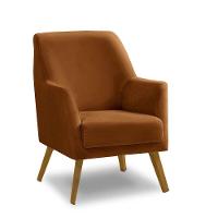 Poltrona Decorativa Retrô Recepção Magali Lisa Veludo Laranjado Lansofbr - 1