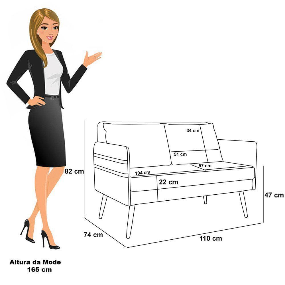Namoradeira 02 Lugares Mari Veludo Rosê Pés Palito Castanho D03 - D'rossi - 4