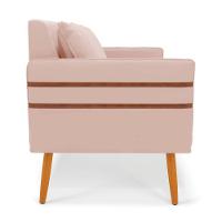 Namoradeira 02 Lugares Mari Veludo Rosê Pés Palito Castanho D03 - D'rossi - 6