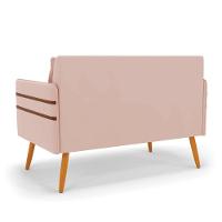 Namoradeira 02 Lugares Mari Veludo Rosê Pés Palito Castanho D03 - D'rossi - 7