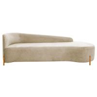Divã Recamier Orgânico França 180cm Lado Dir Pés Madeira Bouclé Cor Bege - 2