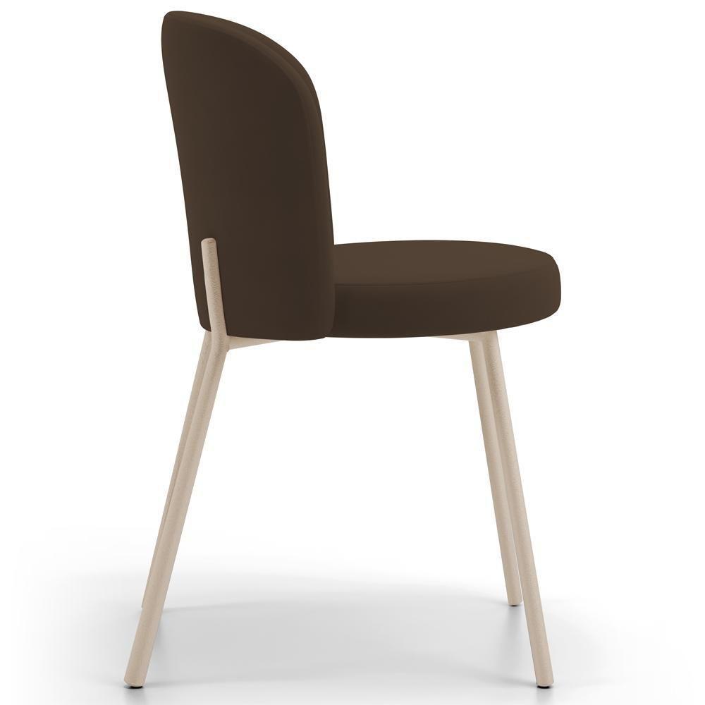 Kit 03 Cadeiras Para Sala De Jantar Cozinha Estofada Gavi Arena L02 Suede Marrom - Lyam Decor - 6