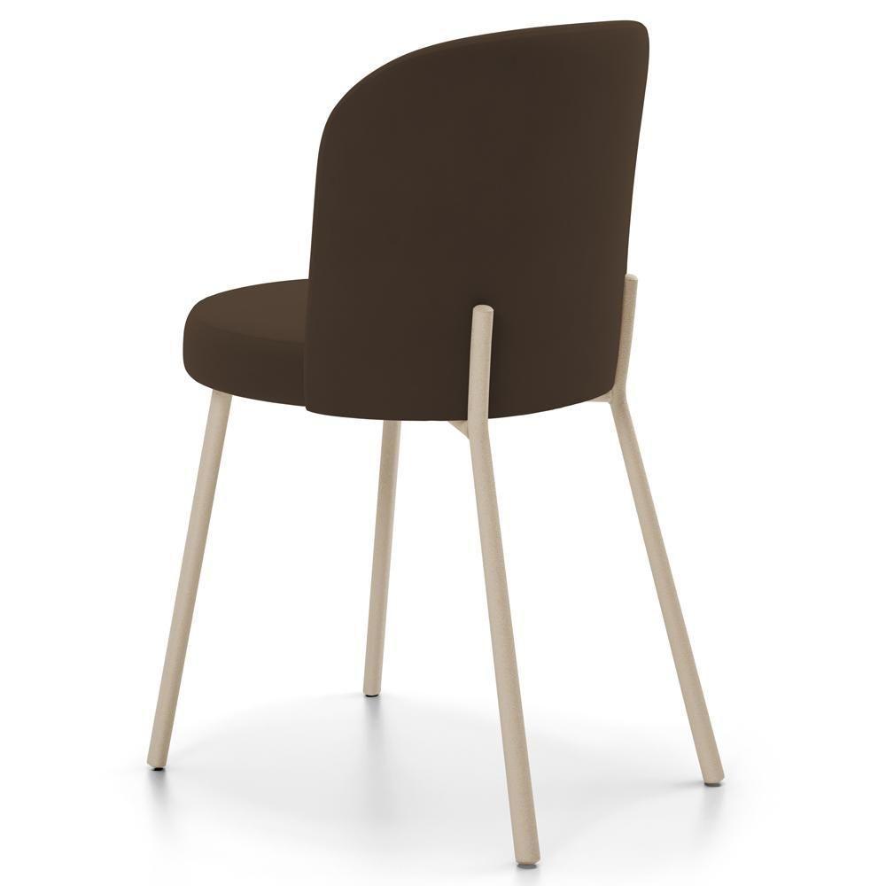 Kit 03 Cadeiras Para Sala De Jantar Cozinha Estofada Gavi Arena L02 Suede Marrom - Lyam Decor - 7