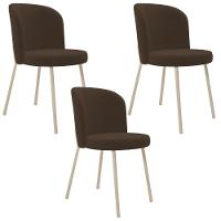 Kit 03 Cadeiras Para Sala De Jantar Cozinha Estofada Gavi Arena L02 Suede Marrom - Lyam Decor - 1