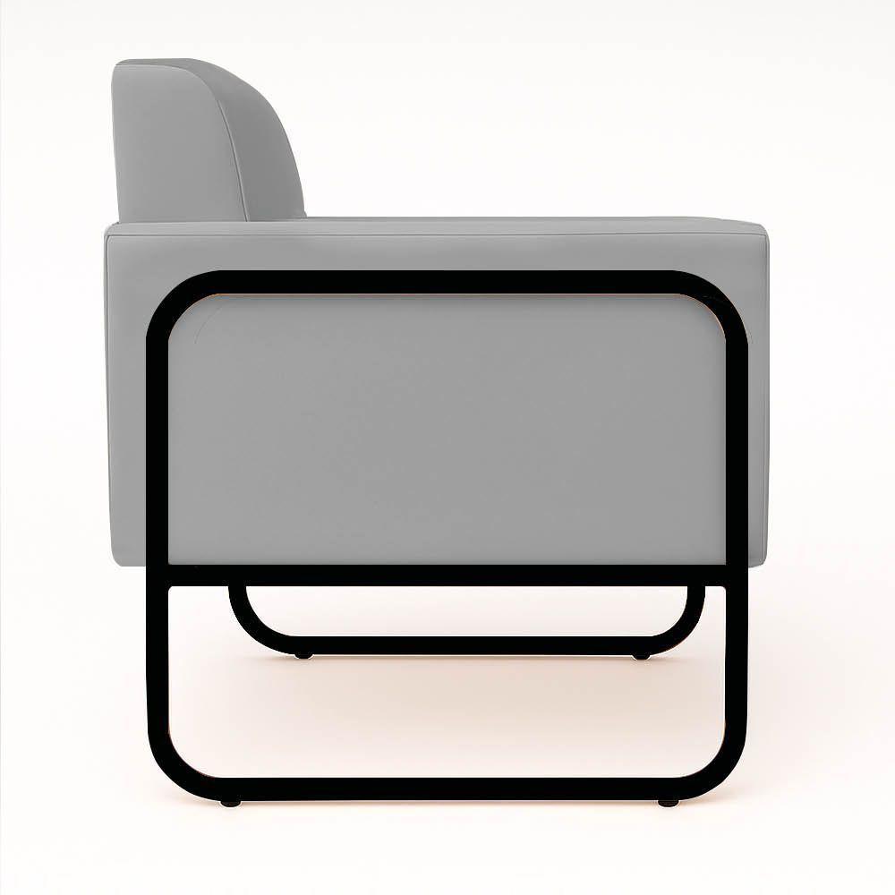 Poltrona Sala Industrial Alta Tubo Preto Elisa Suede D03 - D'rossi Cor Cinza - 6