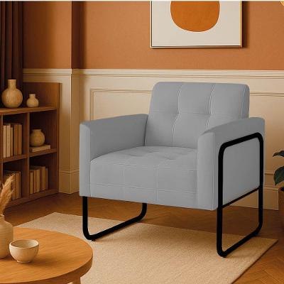 Poltrona Sala Industrial Alta Tubo Preto Elisa Suede D03 - D'rossi Cor Cinza