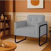 Poltrona Sala Industrial Alta Tubo Preto Elisa Suede D03 - D'rossi Cor Cinza - 1