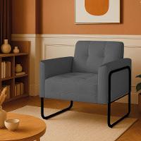 Poltrona Sala Industrial Alta Tubo Preto Elisa Suede D03 - D'rossi Cor Grafite - 1