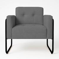 Poltrona Sala Industrial Alta Tubo Preto Elisa Suede D03 - D'rossi Cor Grafite - 2