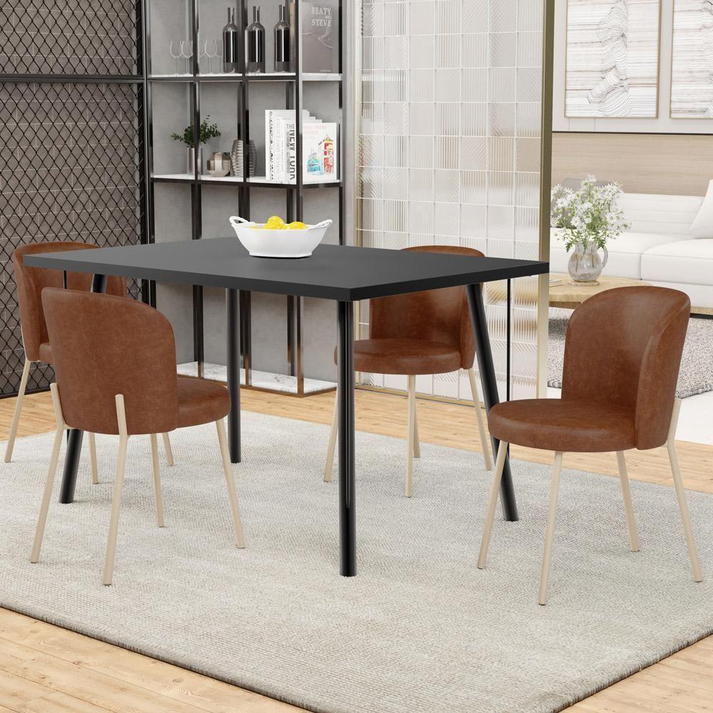 Kit 06 Cadeiras Para Sala De Jantar Cozinha Estofada Gavi Arena L02 Couríssimo Marrom - Lyam Decor - 2