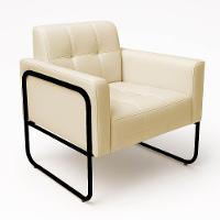 Poltrona Sala Industrial Alta Tubo Preto Elisa Sintético Bege D03 - D'rossi - 2