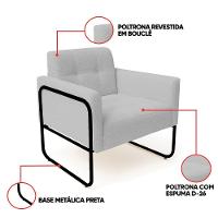 Poltrona Sala Industrial Alta Tubo Preto Elisa Bouclê D03 - D'rossi Cor Cinza - 3