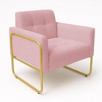 Poltrona Sala Industrial Alta Tubo Dourado Kit 2 Elisa Bouclê D03 - D'rossi Cor Rose - 6