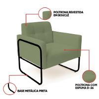 Poltrona Sala Industrial Alta Tubo Preto Kit 2 Elisa Bouclê Pistache D03 - D'rossi - 3