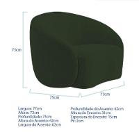 Kit Recamier Curvo Amsterdã 200cm E 2 Poltronas Amore Luxo Linho Cor Verde - 10