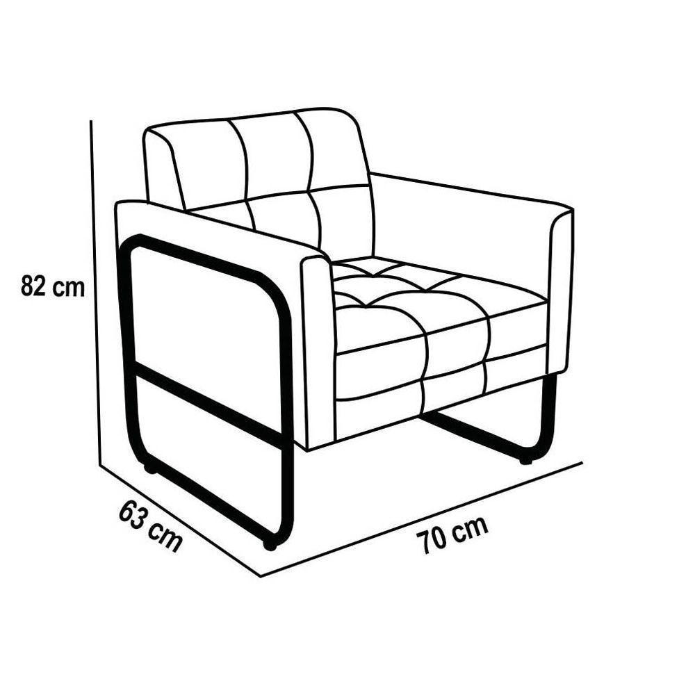 Poltrona Sala Industrial Alta Tubo Dourado Kit 2 Elisa Veludo D03 - D'rossi Cor Rose - 4