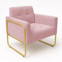 Poltrona Sala Industrial Alta Tubo Dourado Kit 2 Elisa Veludo D03 - D'rossi Cor Rose - 6