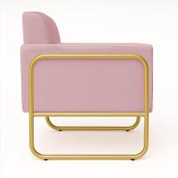 Poltrona Sala Industrial Alta Tubo Dourado Kit 2 Elisa Veludo D03 - D'rossi Cor Rose - 7