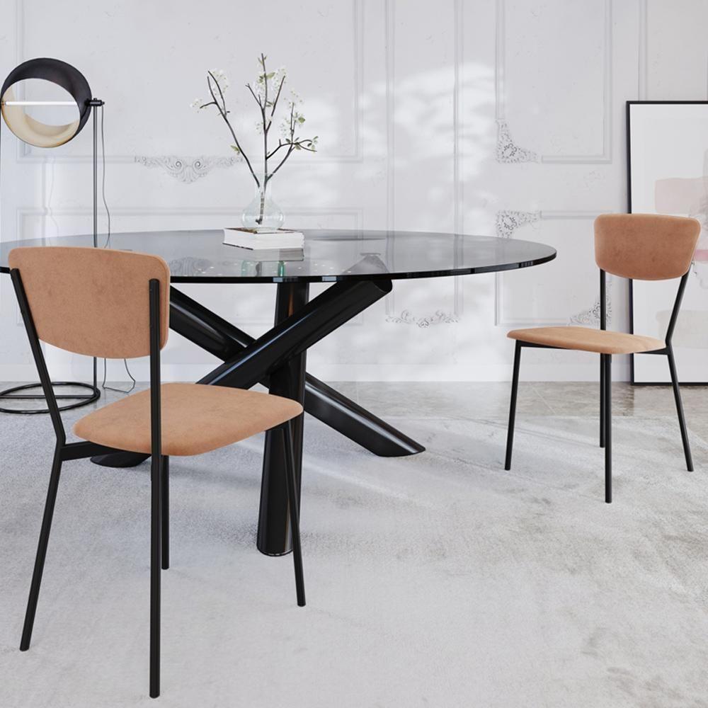 Kit 05 Cadeira Para Sala De Jantar Village Preto C01 Veludo Bege - Lyam Decor - 7